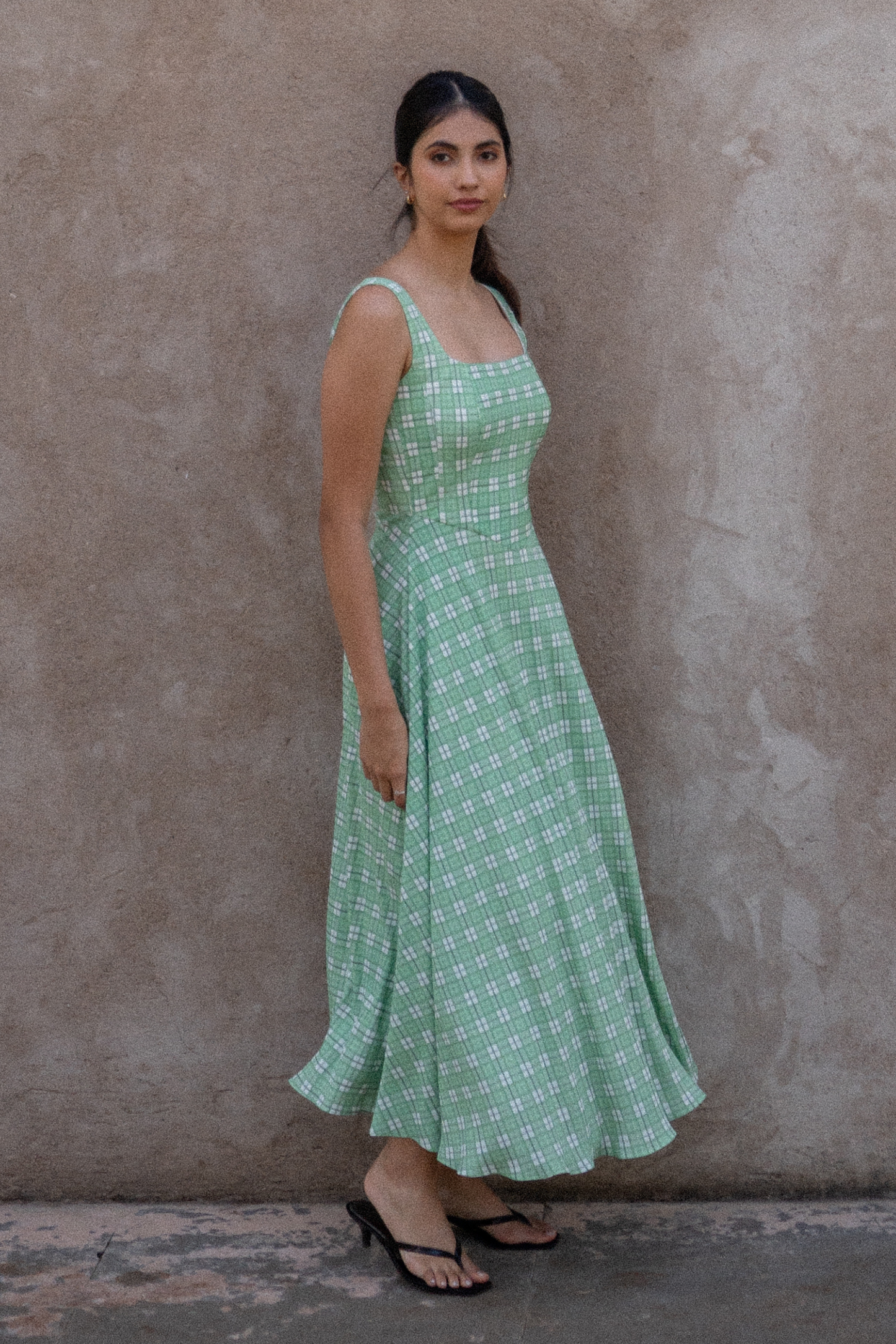 Pipa Square Neck Midi Dress