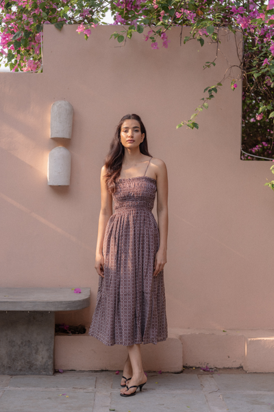 Kassia Shirred Midi Dress