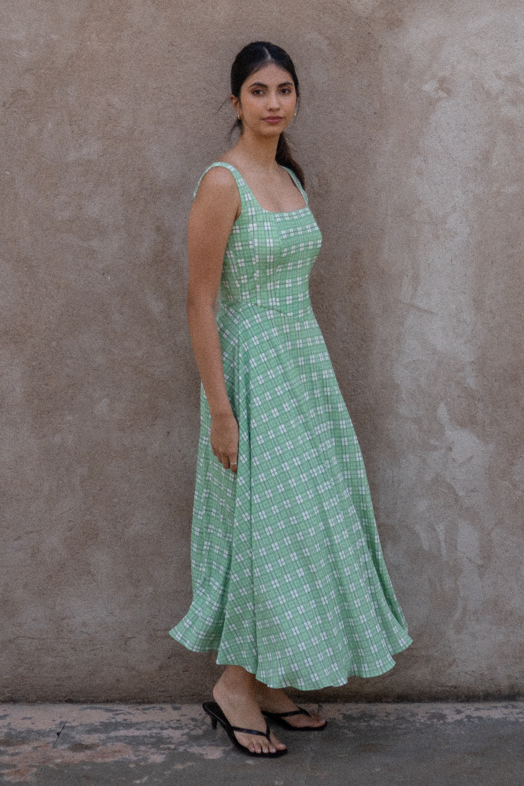 Pipa Square Neck Midi Dress