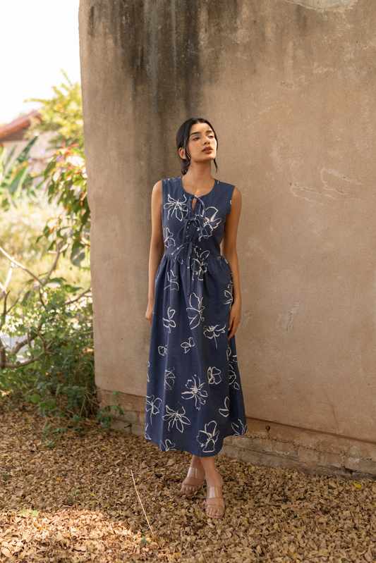 Emma Tie Front Midi Dress