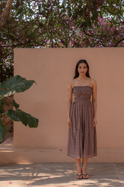 Kassia Shirred Midi Dress