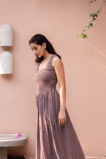 Kassia Smocked Midi Dress