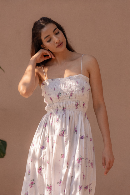 Lone Shirred Midi Dress